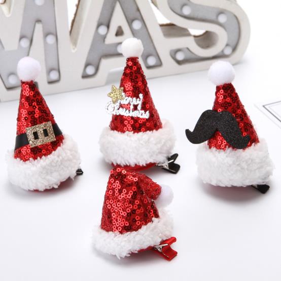 Christmas decoration with mixed colors glitter hat clip