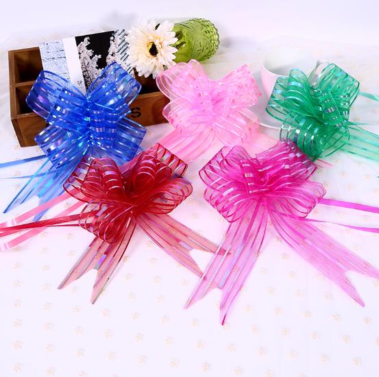 Promotion gift packaging custom pull ribbon present gift wrapping bow